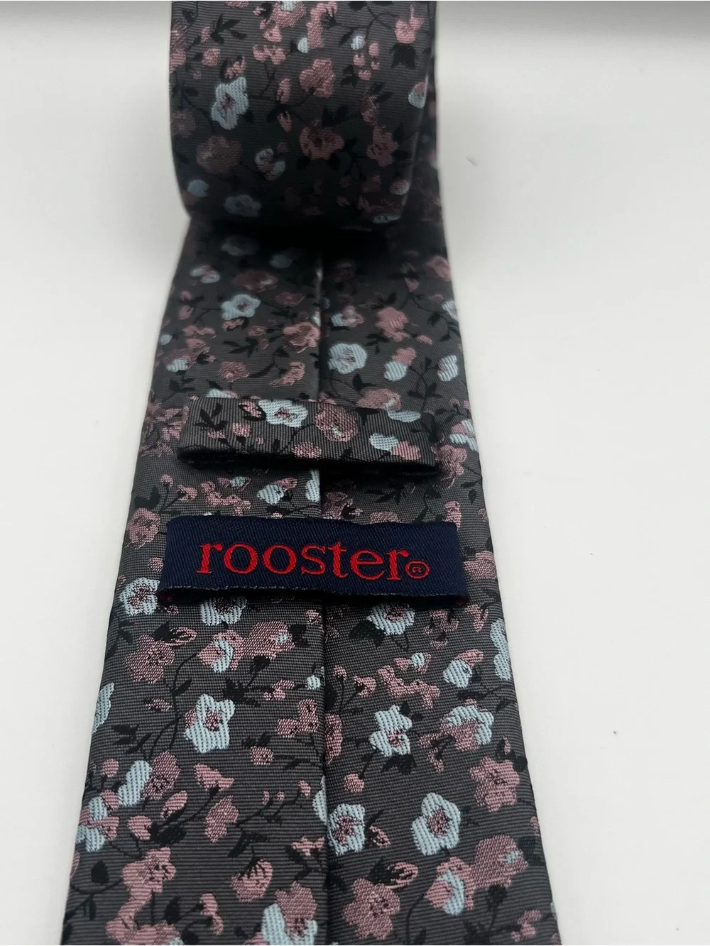 Floral Pattern Men’s Tie in Black with Pink & Light Blue